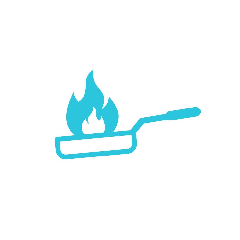 Pan, Flambe, Flaming pan icon. Isolated on white background. From blue icon set. vector