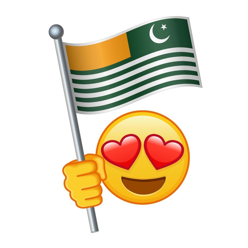 emoji con azad Jammu y cachemir bandera grande Talla de amarillo emoji sonrisa vector
