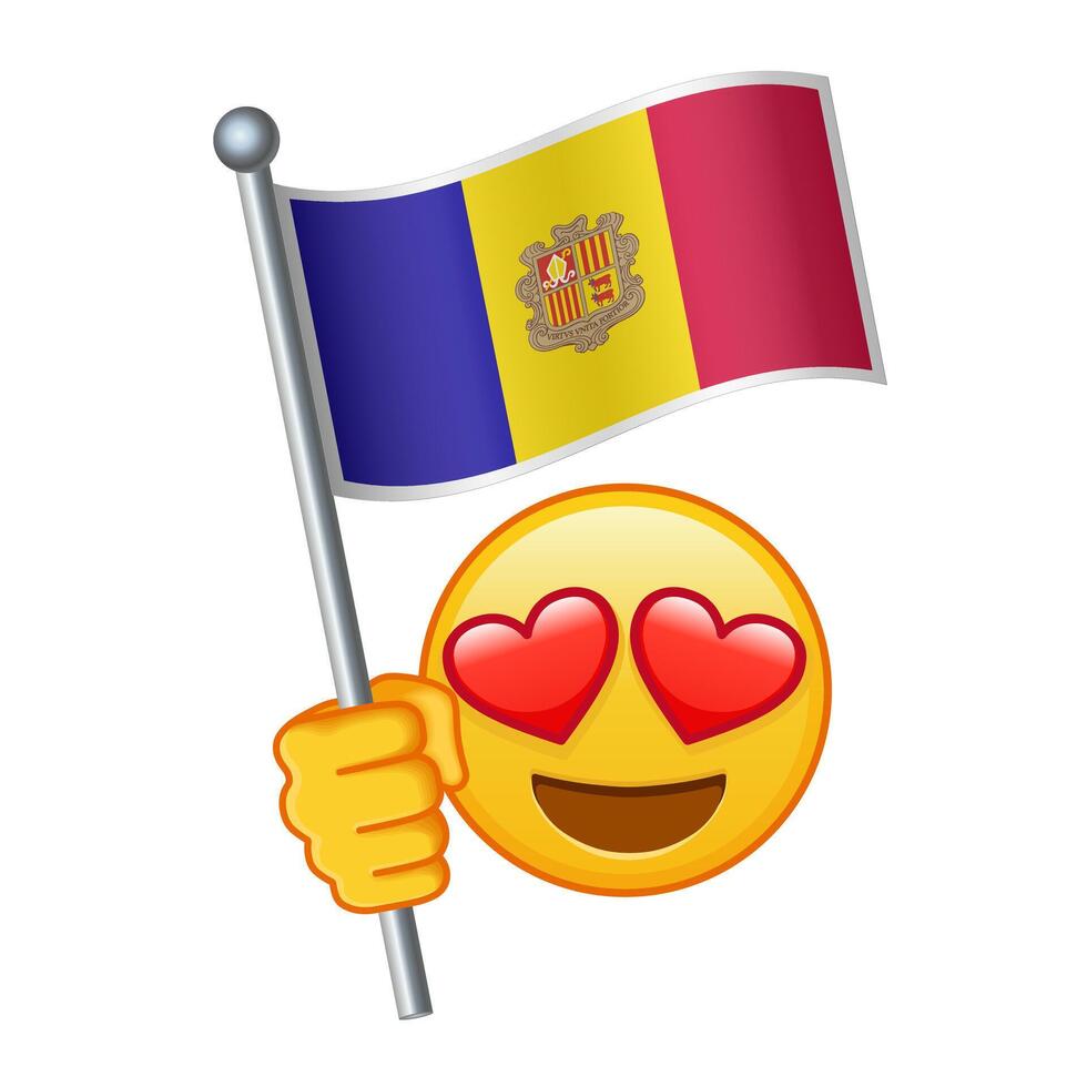 emoji con andorra bandera grande Talla de amarillo emoji sonrisa vector