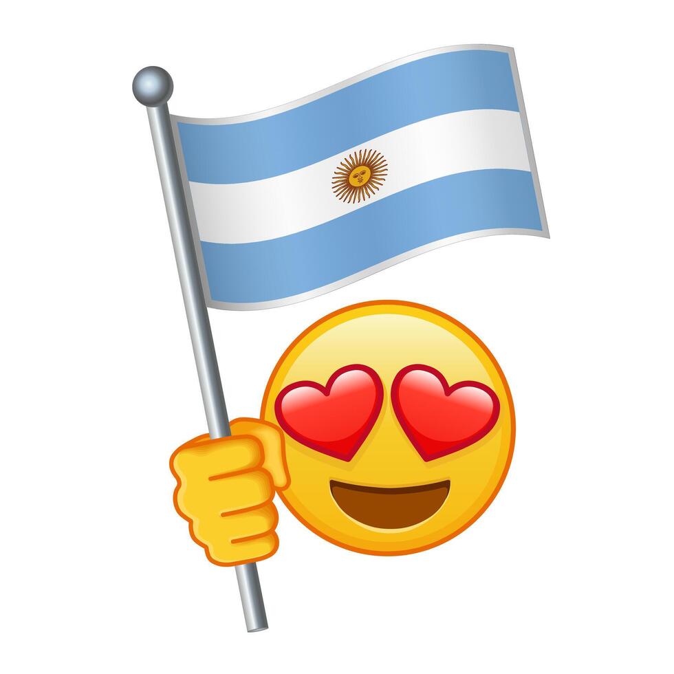 Emoji with Argentina flag Large size of yellow emoji smile vector