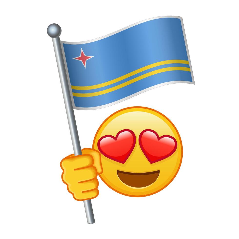 emoji con aruba bandera grande Talla de amarillo emoji sonrisa vector