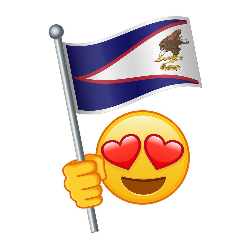 Emoji with American Samoa flag Large size of yellow emoji smile vector