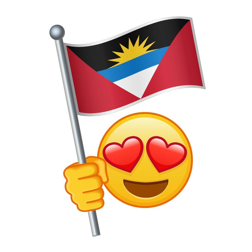 emoji con antigua y barbuda bandera grande Talla de amarillo emoji sonrisa vector