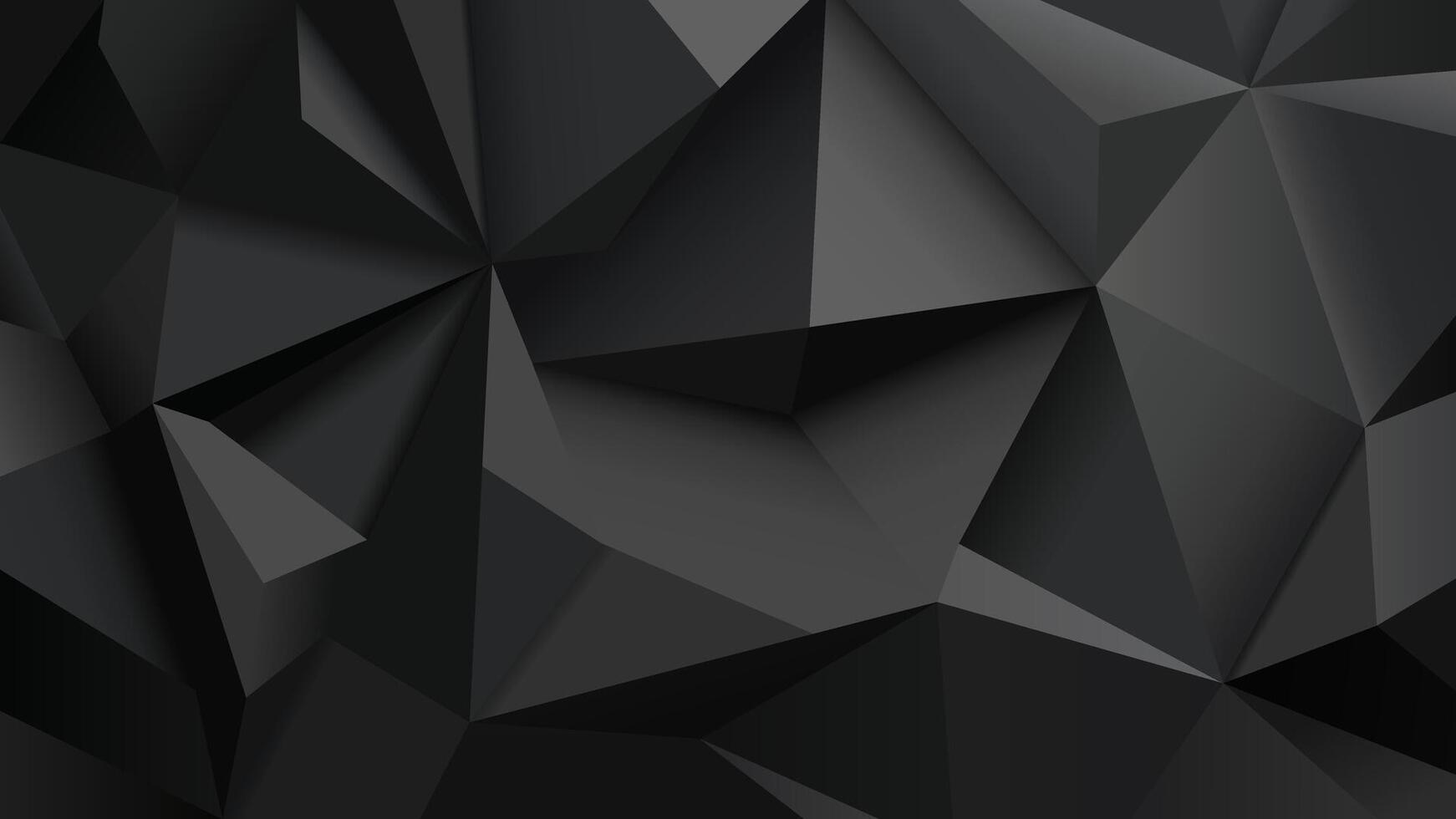 Black grey abstract background. Geometric monochrome mosaic composed of triangles. Dark polygons wallpaper. Gradient. Shadow vector