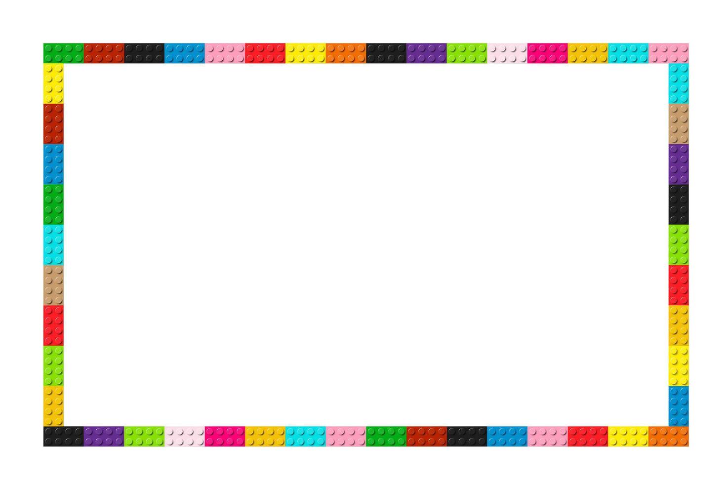 Color frame composed of coloured plastic toy blocks. Colorful brick banner. Abstract background vector