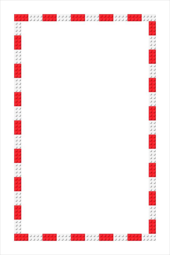 Simple frame composed of red and white toy blocks. Red and white brick banner. Abstract background vector