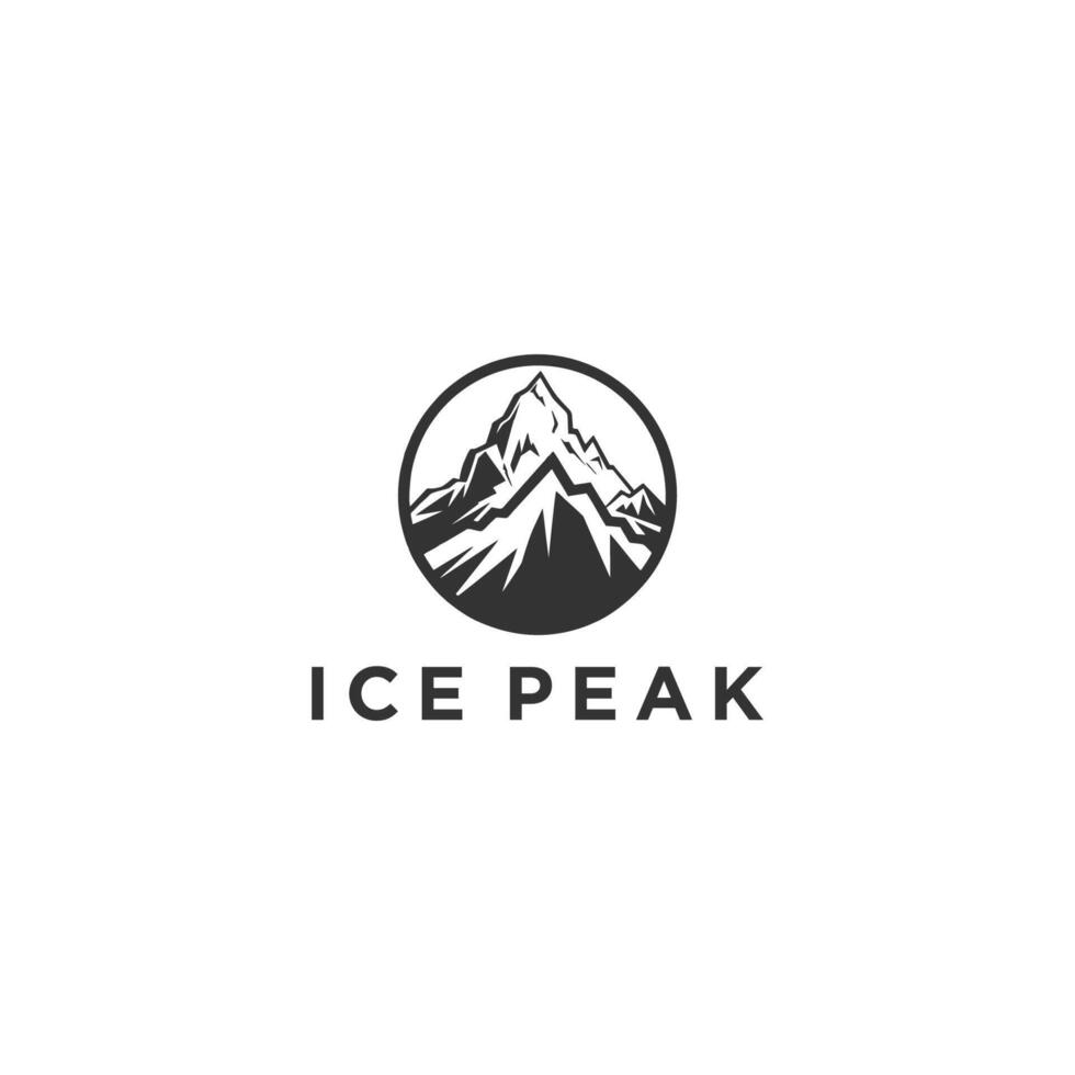 illustration art logo geometric ice peak rock mountain iceberg adventure ice peak vector