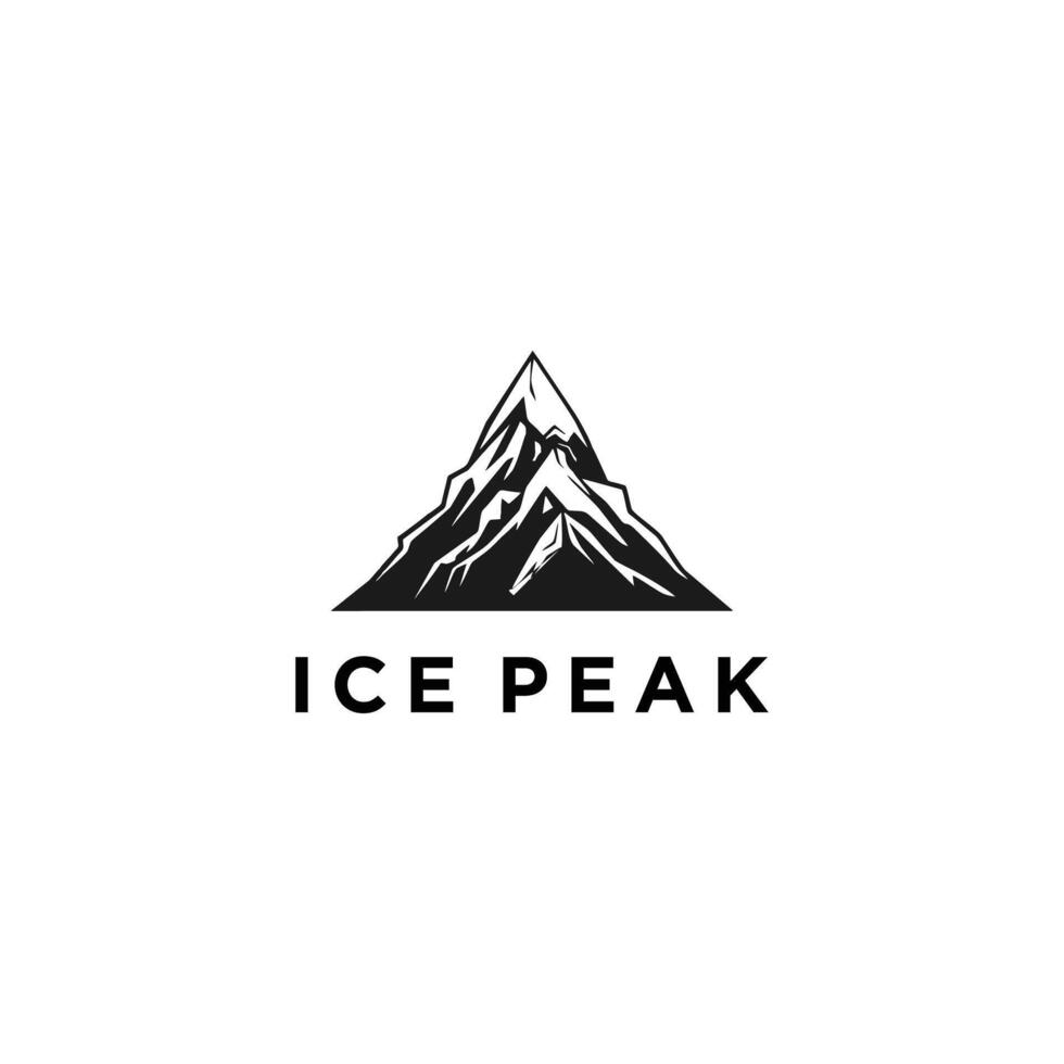 illustration art logo geometric ice peak rock mountain iceberg adventure ice peak vector