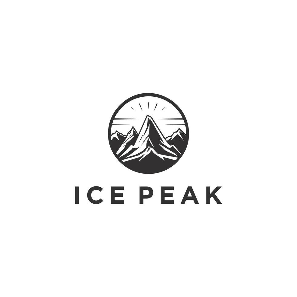 illustration art logo geometric ice peak rock mountain iceberg adventure ice peak vector