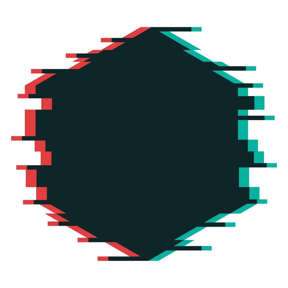 Glitching Hexagon Frame vector