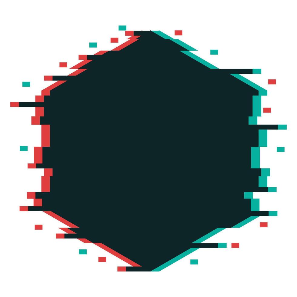 Glitching Hexagon Frame vector