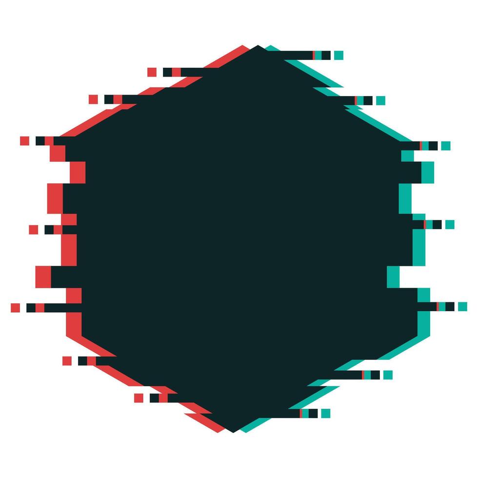 Glitching Hexagon Frame vector