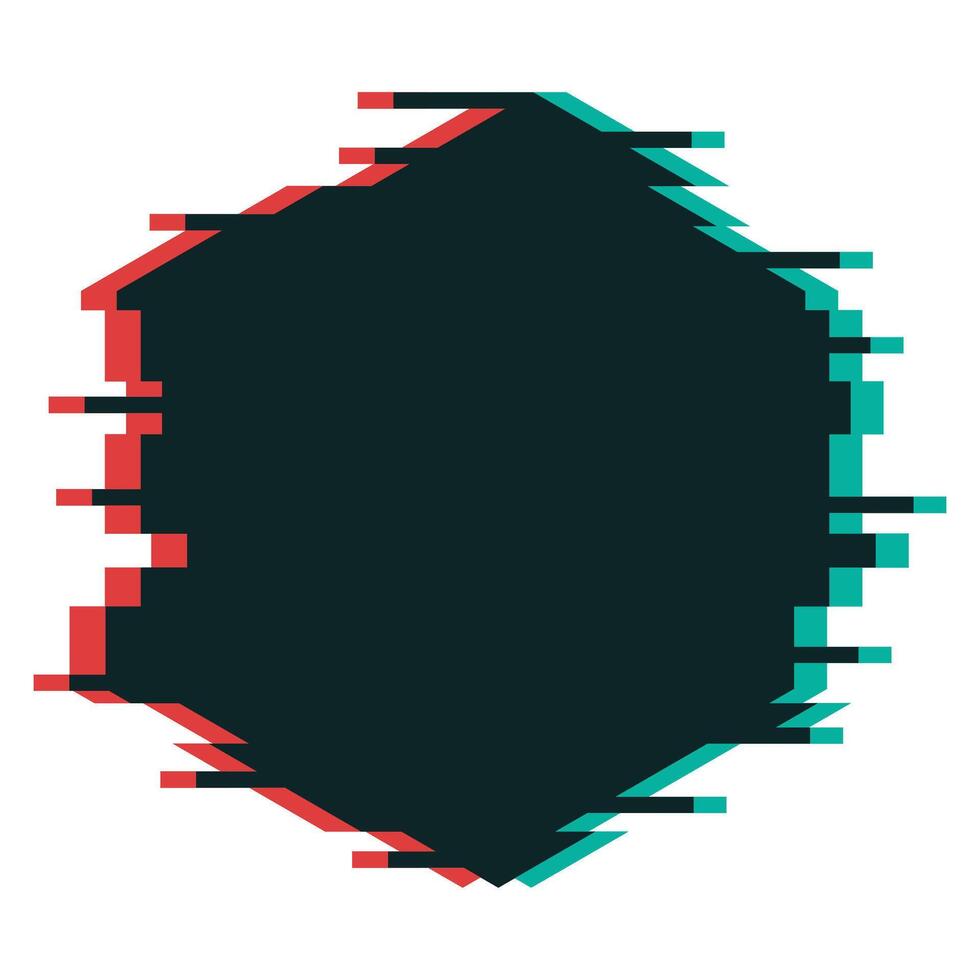 Glitching Hexagon Frame vector