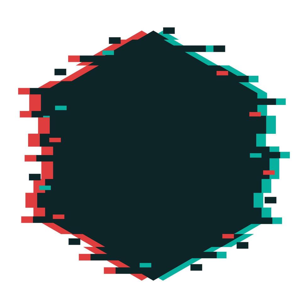 Glitching Hexagon Frame vector