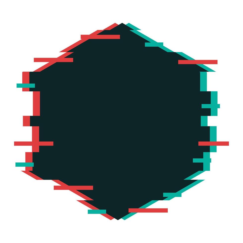Glitching Hexagon Frame vector