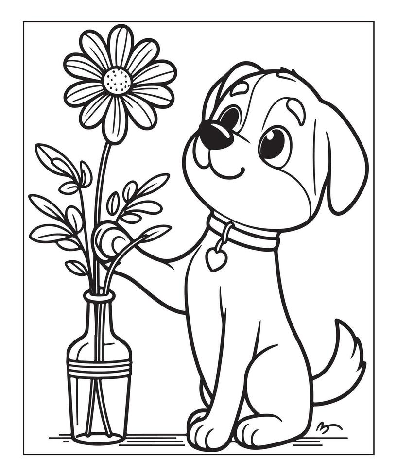 dog coloring page for kids vector