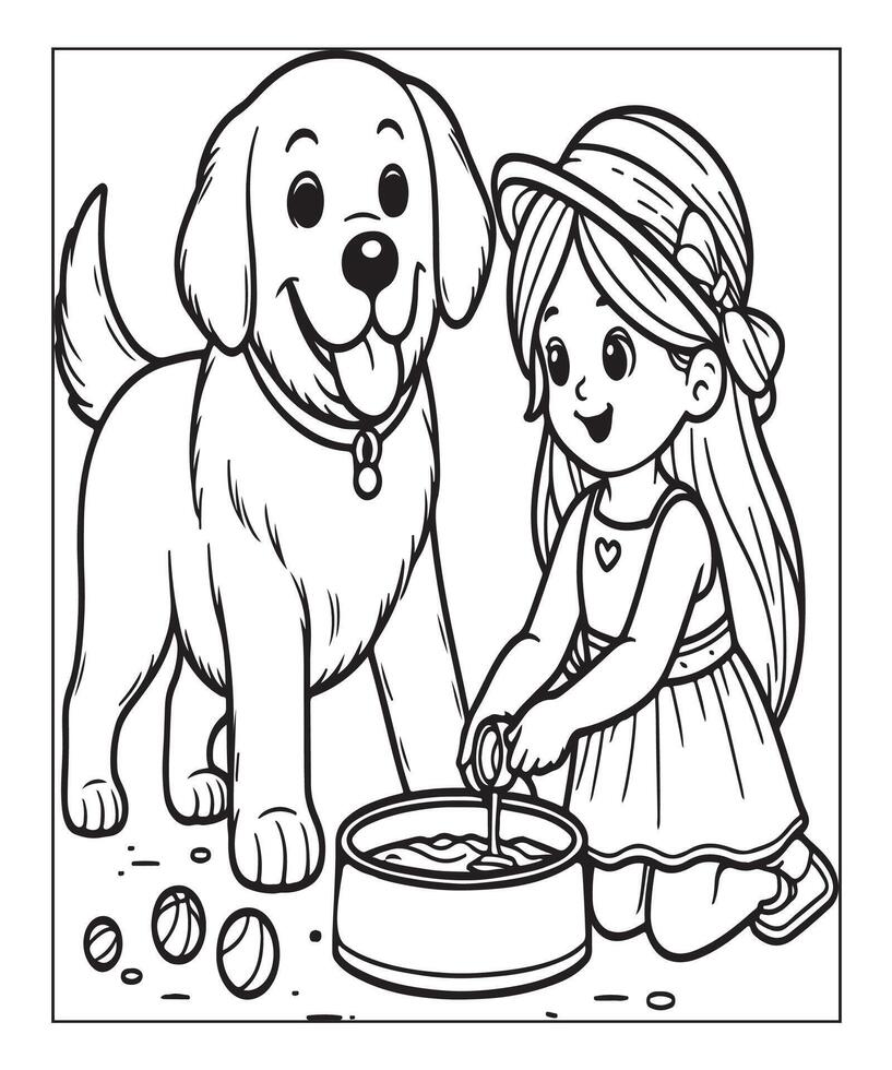 Dog Coloring Page For Girls vector