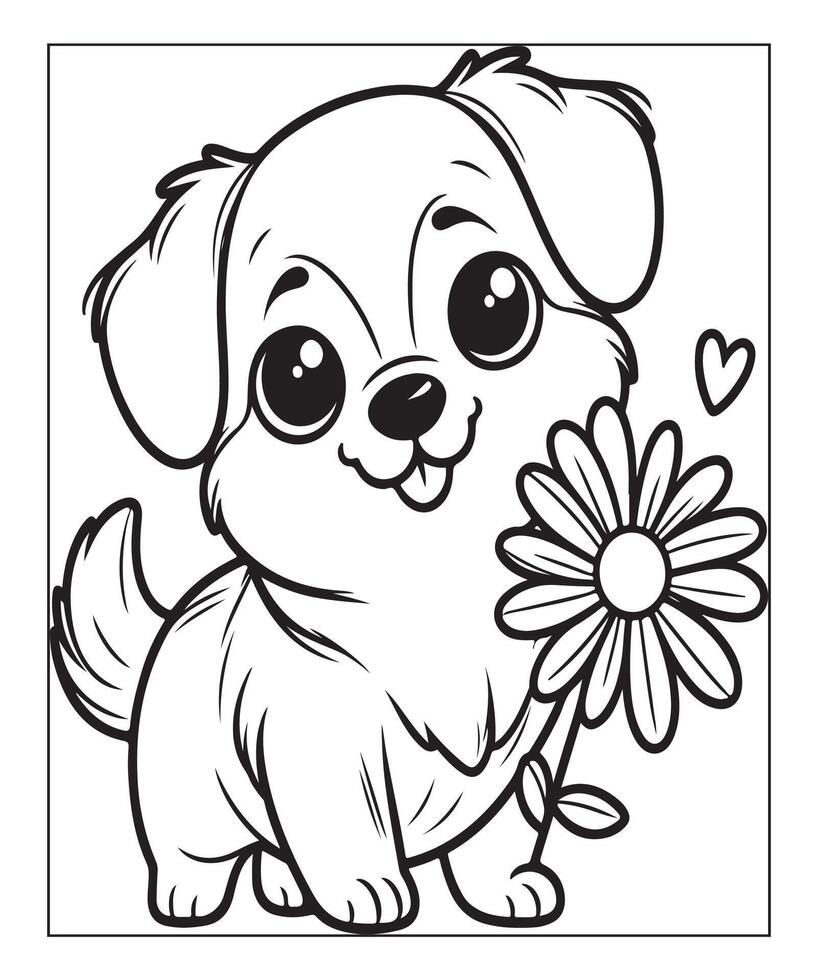 dog coloring page for kids vector