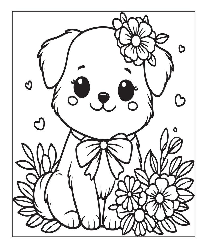 dog coloring page for kids vector