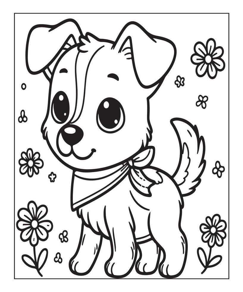 Dog Coloring page For Kids vector