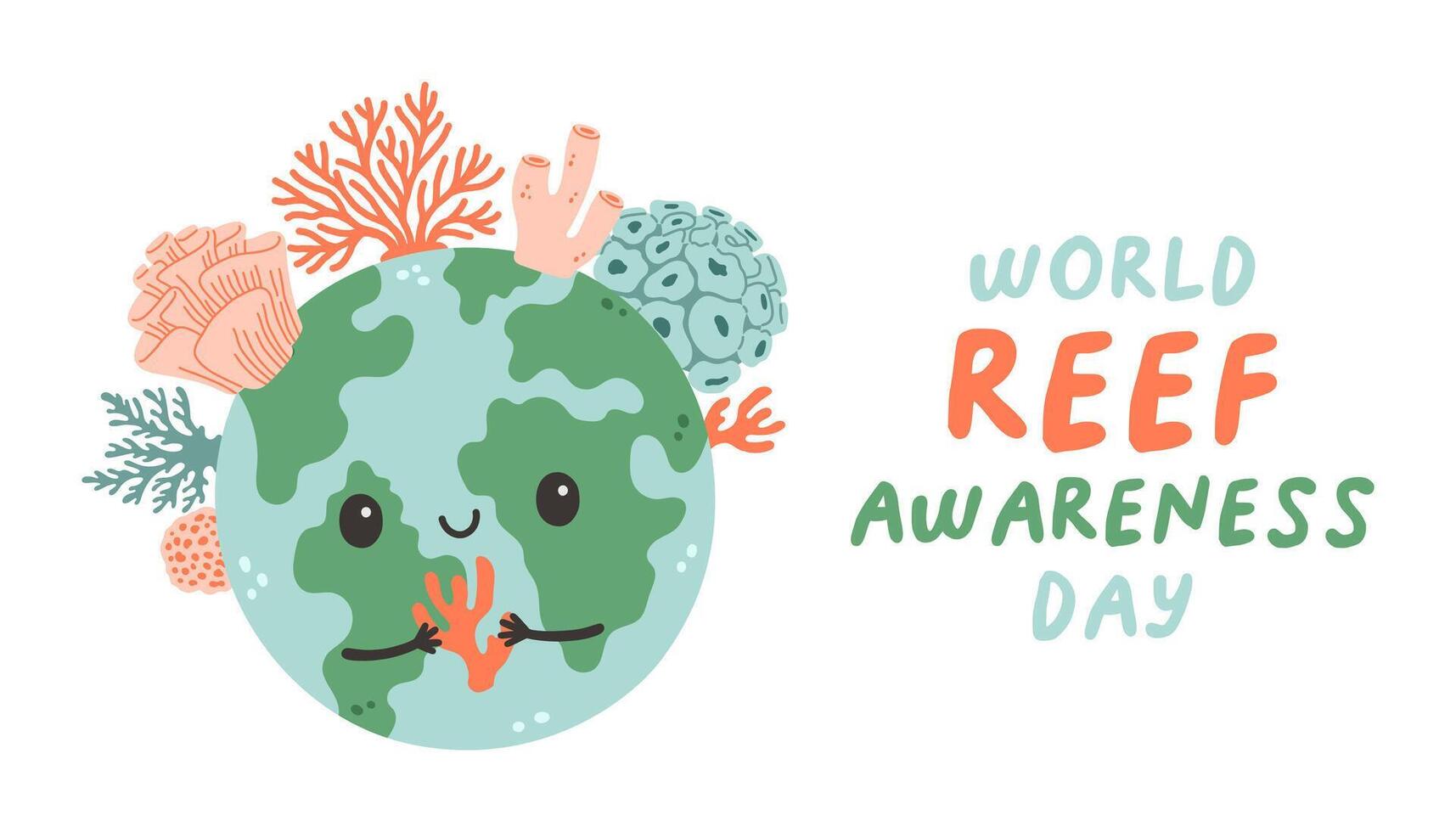 World Reef Awareness Day design template for celebration. World Reef Day design for banner, poster, postcard vector
