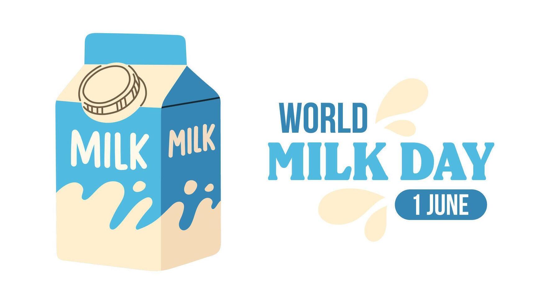 World Milk Day poster, banner, background. A greeting card dedicated to World Milk Day or June 1. Illustration EPS10 vector