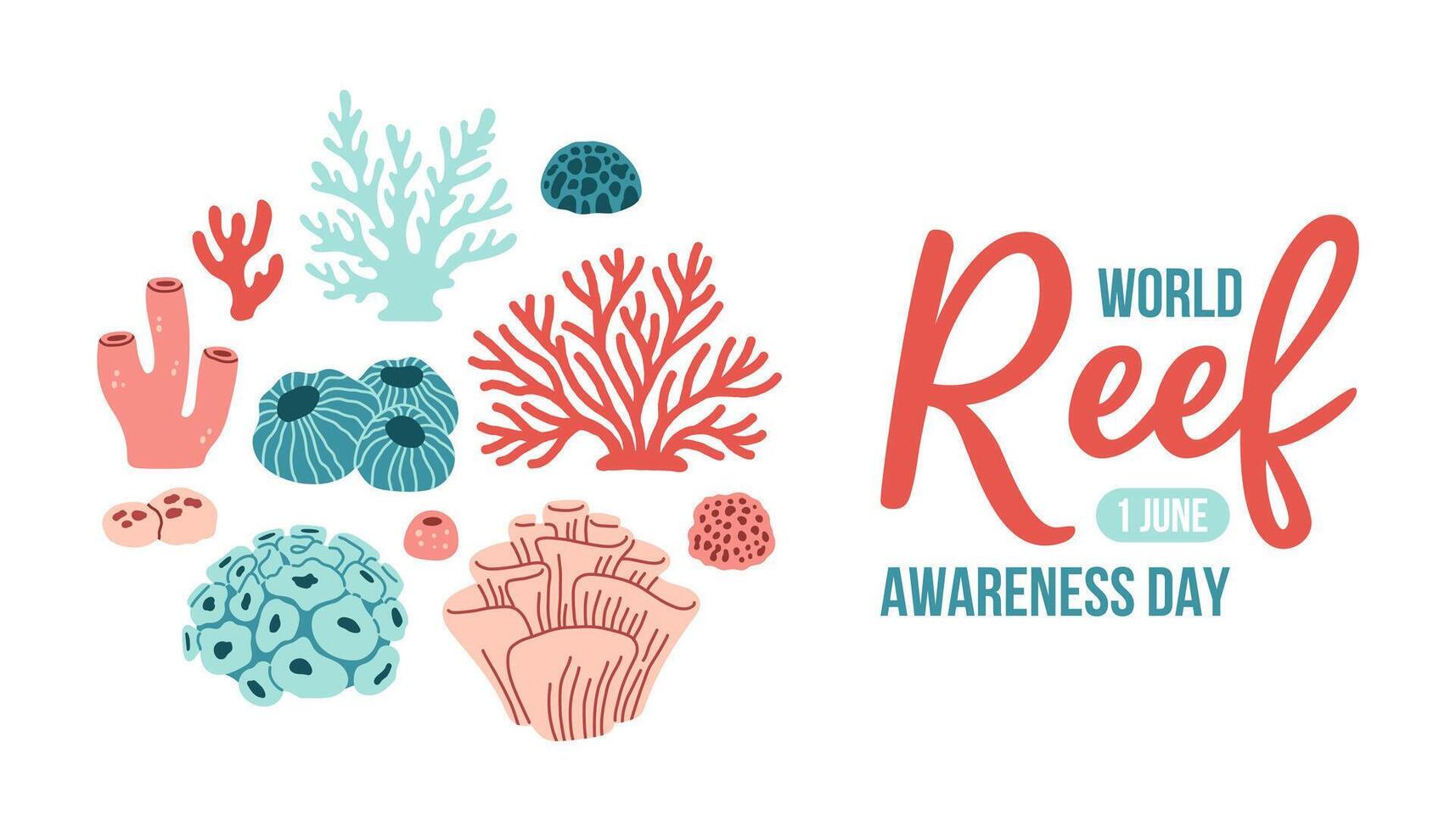 World Reef Awareness Day design template for celebration. World Reef Day design for banner, poster, postcard vector