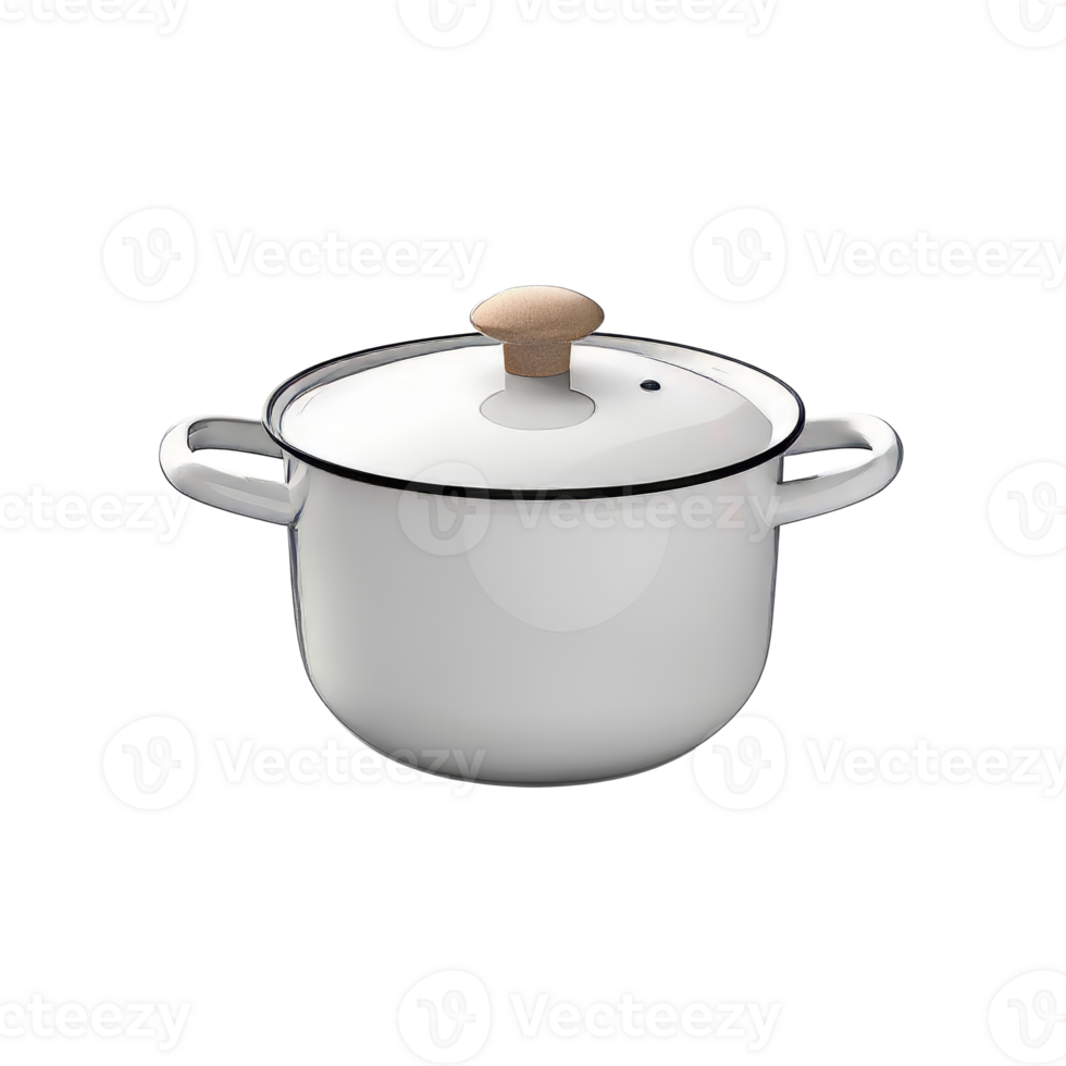 Elegant white ceramic cooking pot with lid isolated in a bright studio setting png