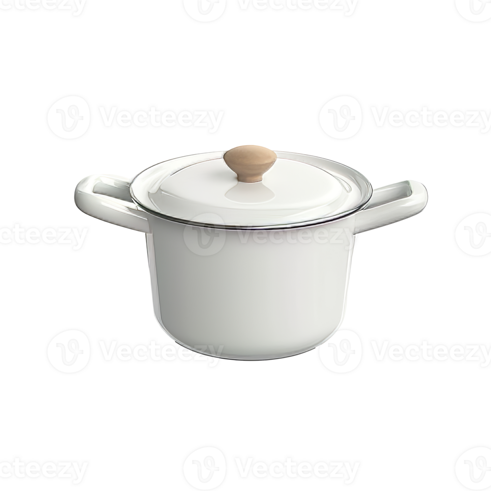 Elegant white ceramic cooking pot with lid isolated in a bright studio setting png