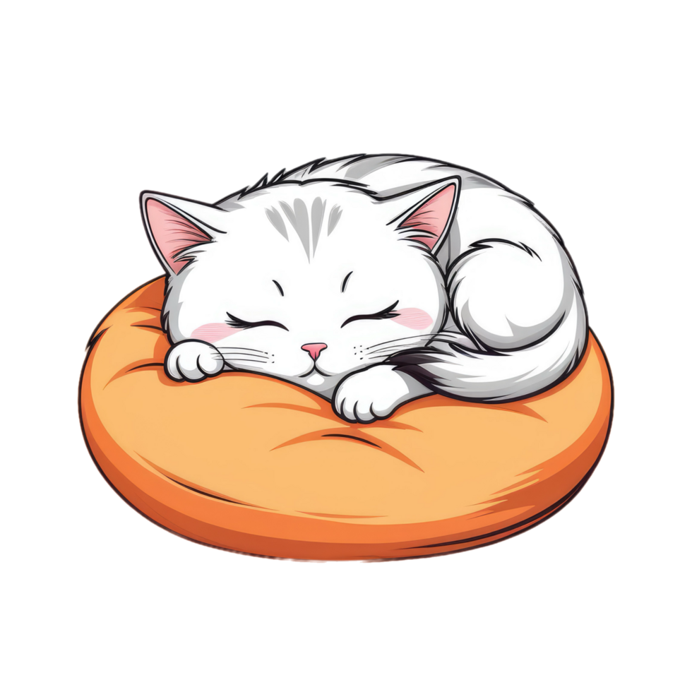 cat sleeping on a pillow png