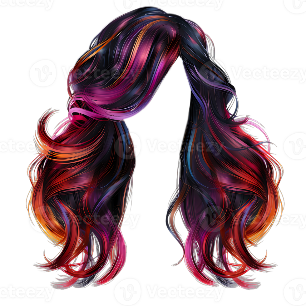 elegante dama pelo peluca con de moda diseño aislado en transparente antecedentes png