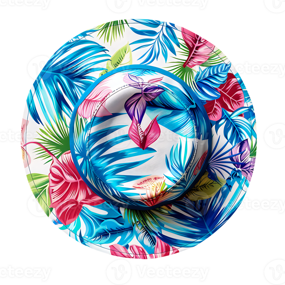 Summer Vacation Printed Round Hat on transparent background png
