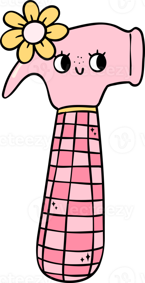 Groovy Retro hammer cartoon character png