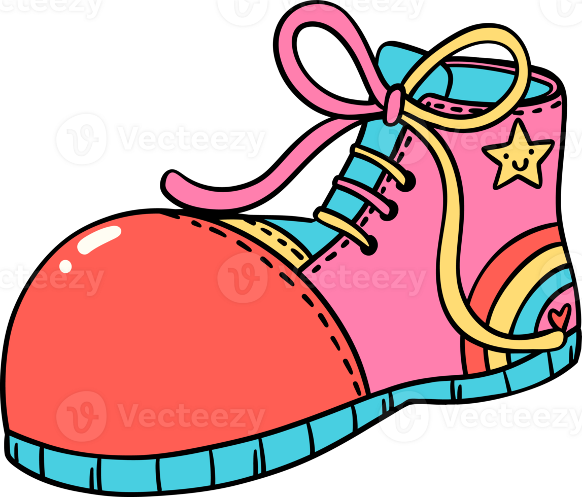 Groovy Clown Shoe, clowncore doodle png