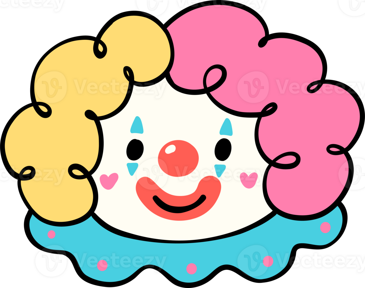 Groovy Clown face, clowncore doodle png