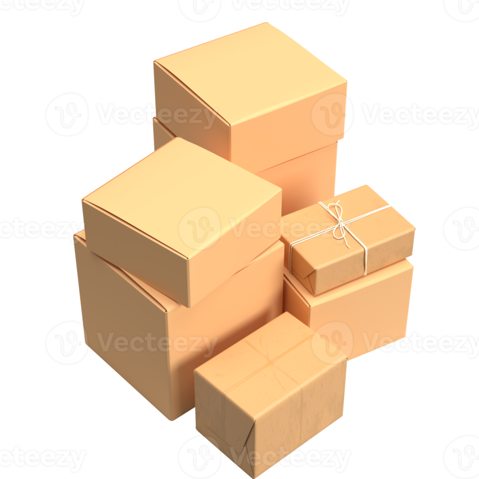 The cardboard box for shipping or cargo concept 3d rendering. png