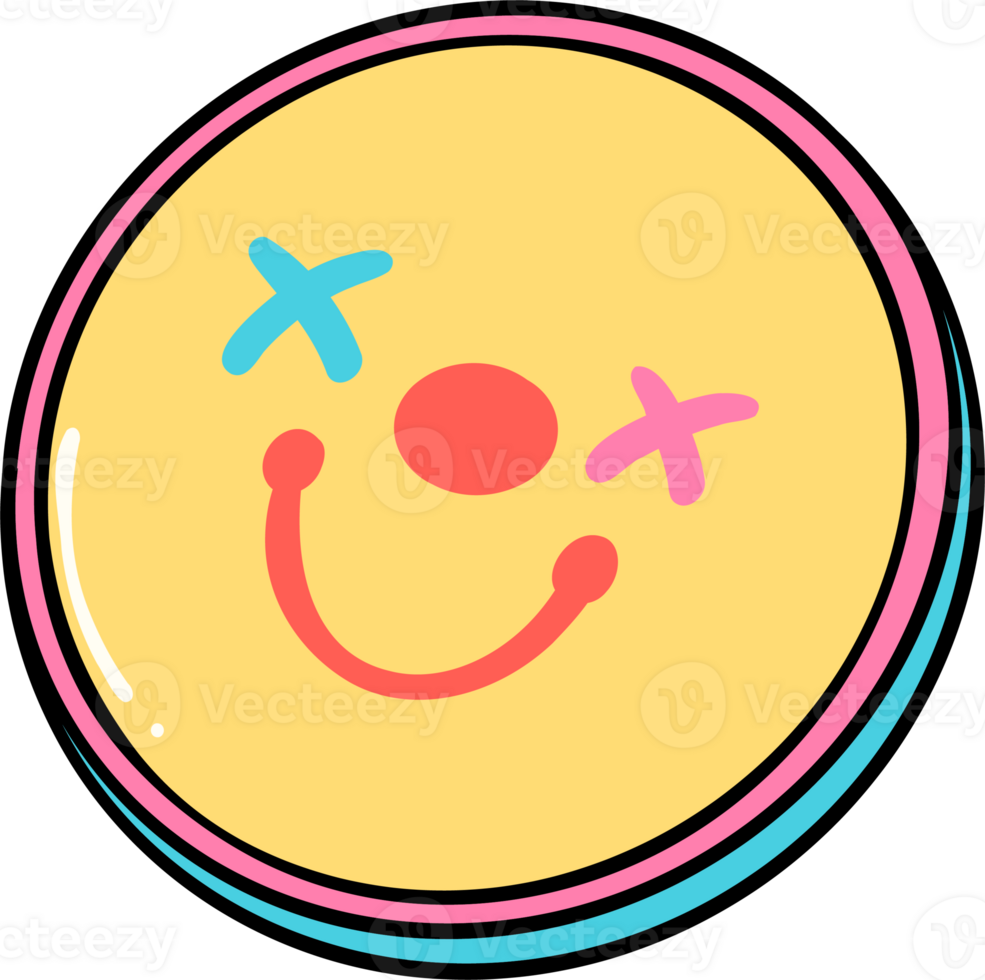 Groovy Clown Botton, clowncore doodle png