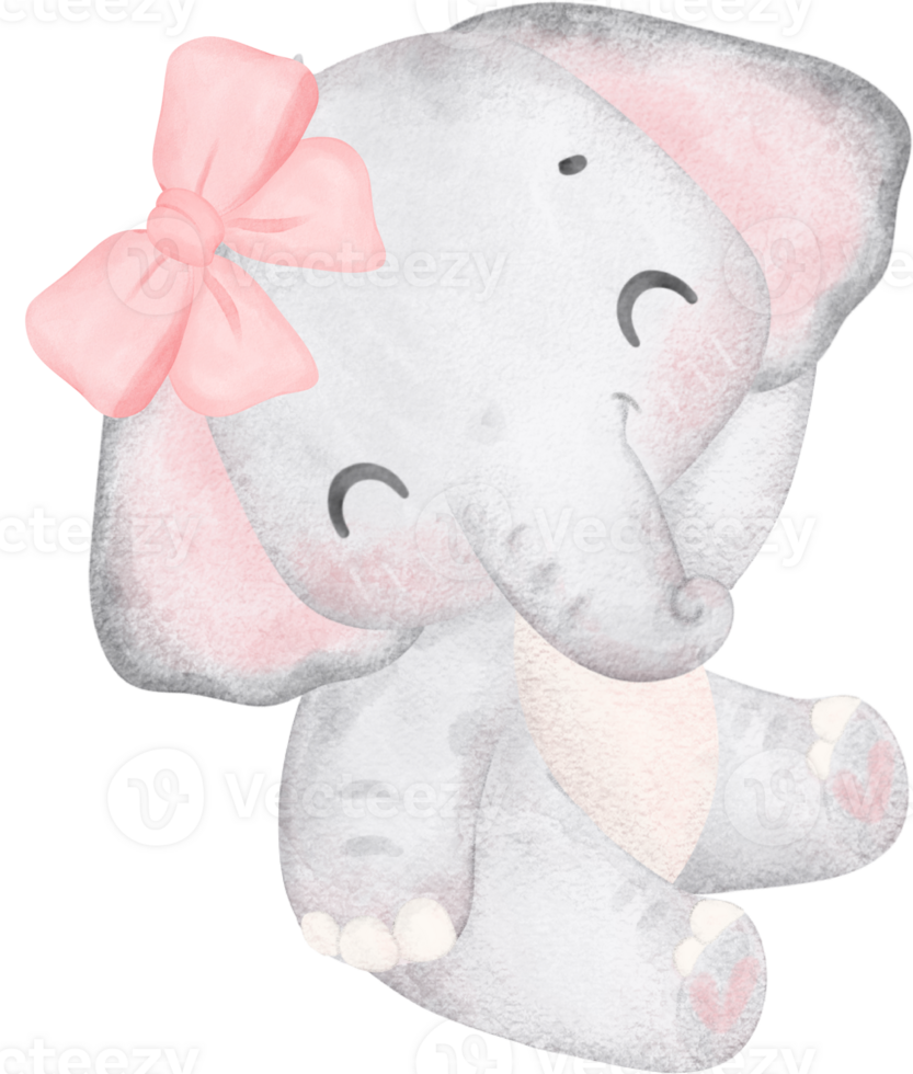 civetta bambino elefante con rosa arco acquerello adorabile asilo arte png