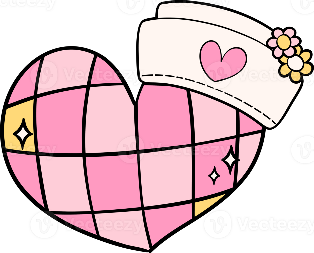 Disco ball heart shape with nurse cap png