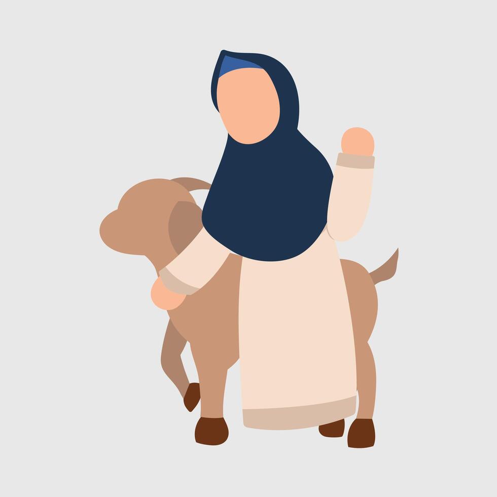 boys and girls bring cows and goats for the Eid al-Adha holiday vector