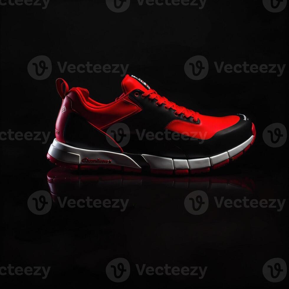 AI generated Red sport shoes photo