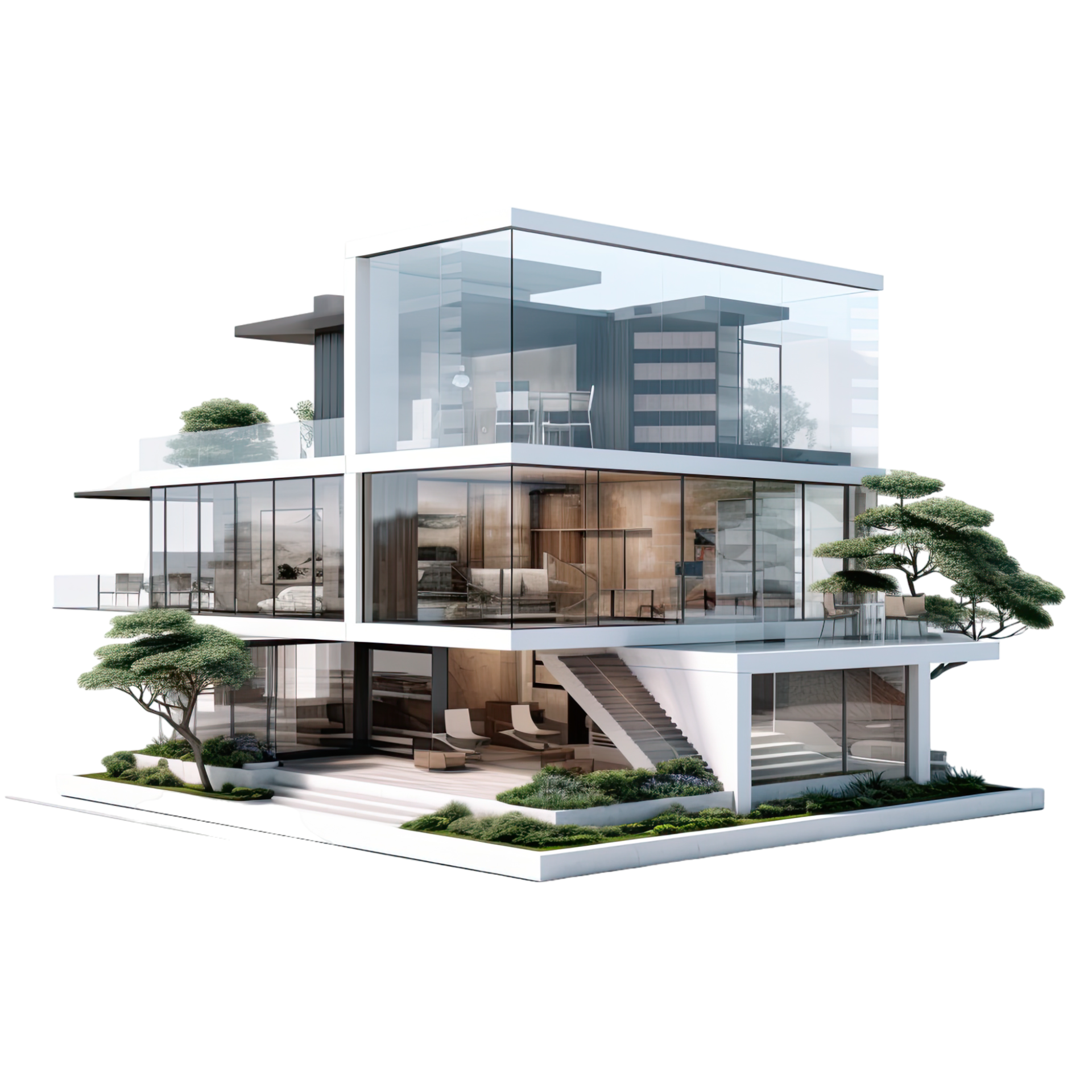 Un Doble Historia Casa Con Modular Dise o Aislado En Transparente un-doble-historia-casa-con-modular-dise-o-aislado-en-transparente
