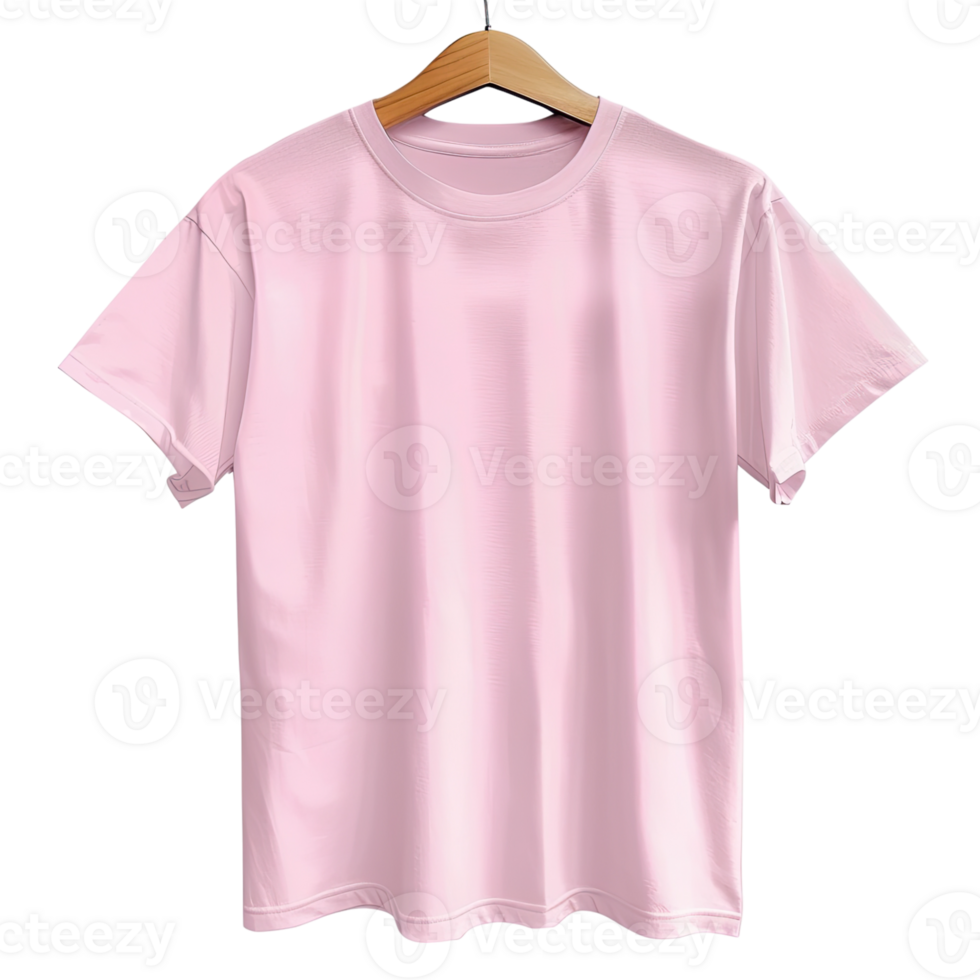 Plain Pink T-shirt Template. Blank T-shirt Mockup isolated on transparent background png