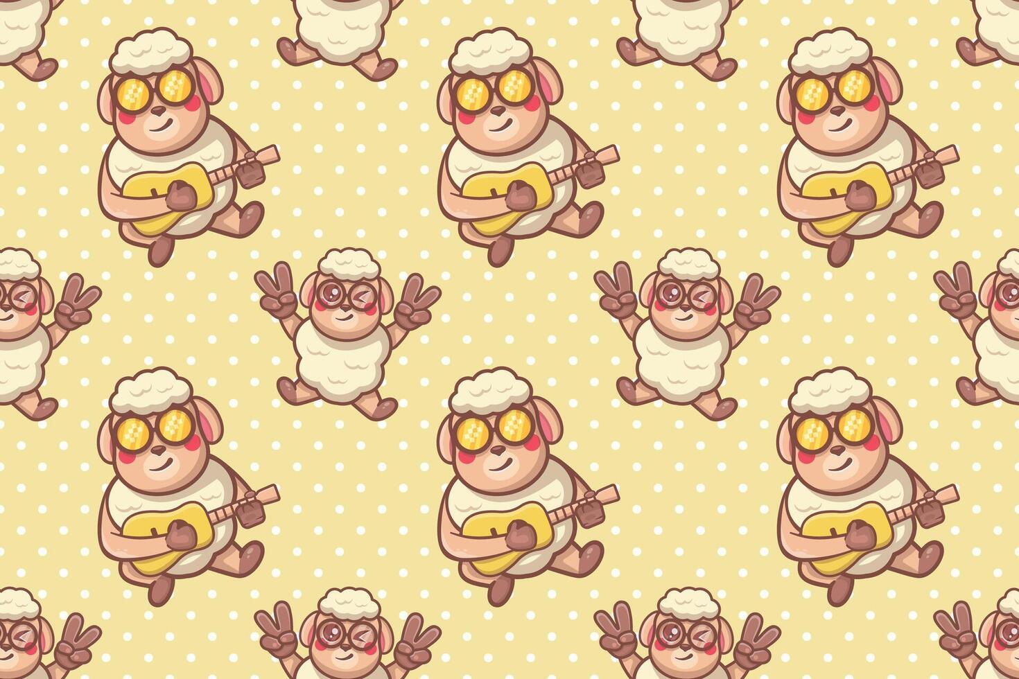 cool sheep animal character seamless pattern illustration vector