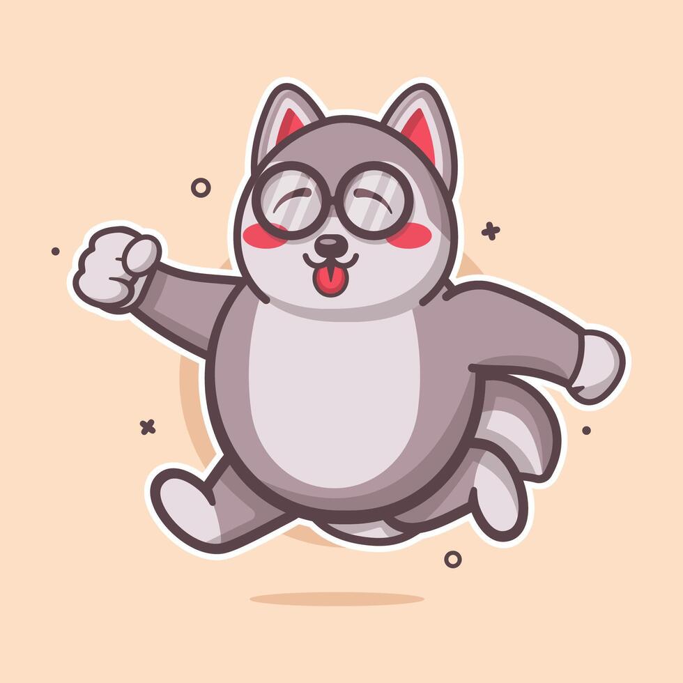 happy husky dog animal character mascot running isolated cartoon vector