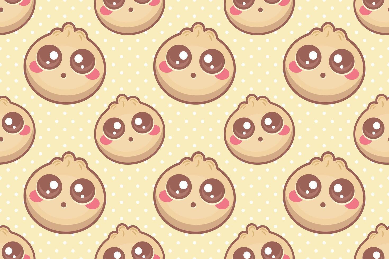cute dim sim food character seamless pattern illustration vector