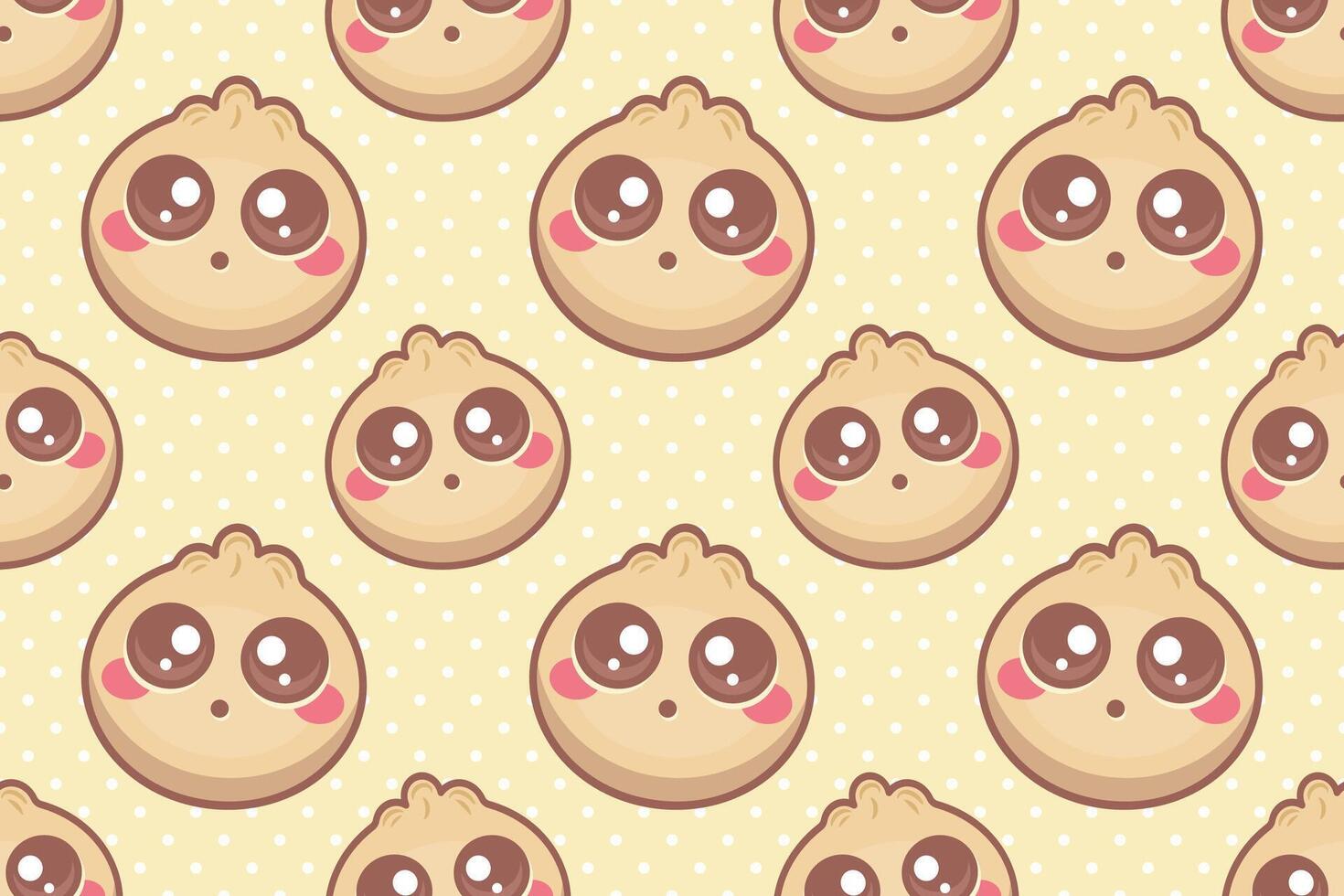 cute dim sim food character seamless pattern illustration vector