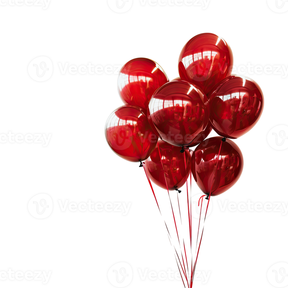 Red colored balloons on transparent background png