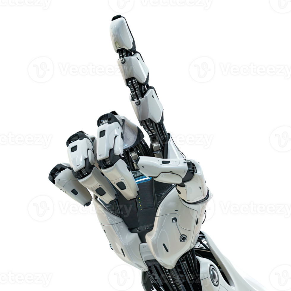 Extended robot hand isolated on transparent background png