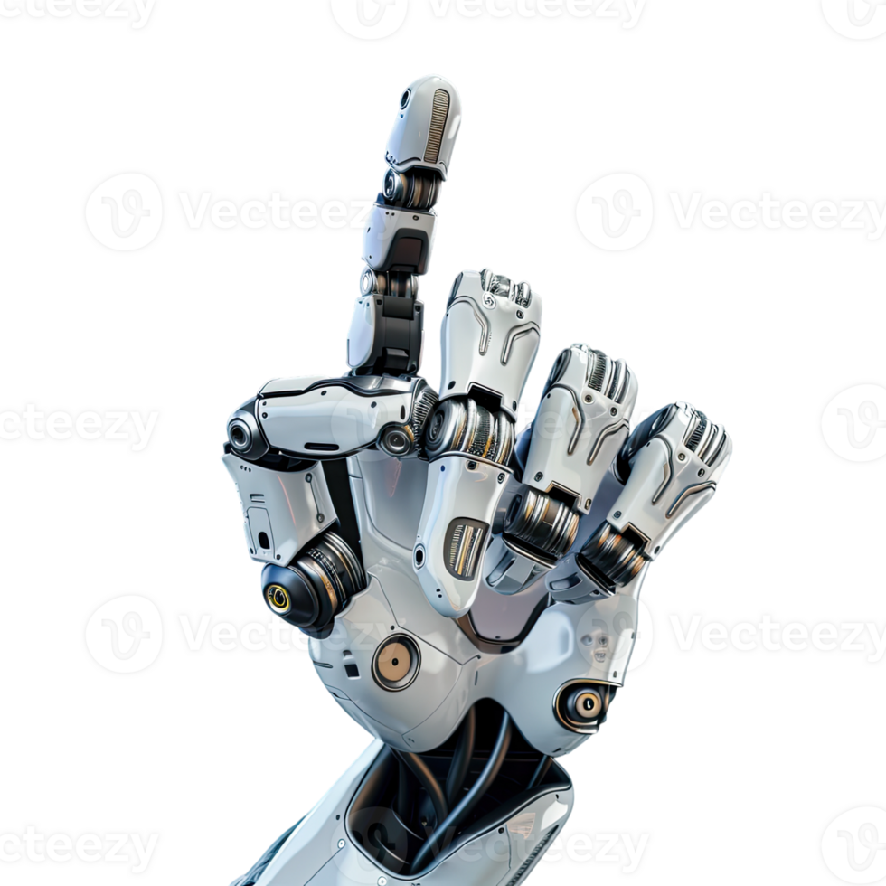 Extended robot hand isolated on transparent background png